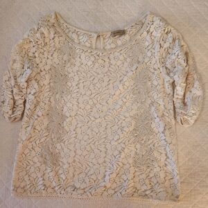 Elegant Beaded Lace Women Top - Cream